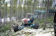 The spider excavator hard at work on the slopes of Banff. Most of this block is 100% slope, the spider shines in these conditions which are far beyond where you would try to operate a conventional excavator.