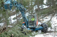 Spider excavator piling material for burning. Several areas of the block worked by the spider were 100% slope.
